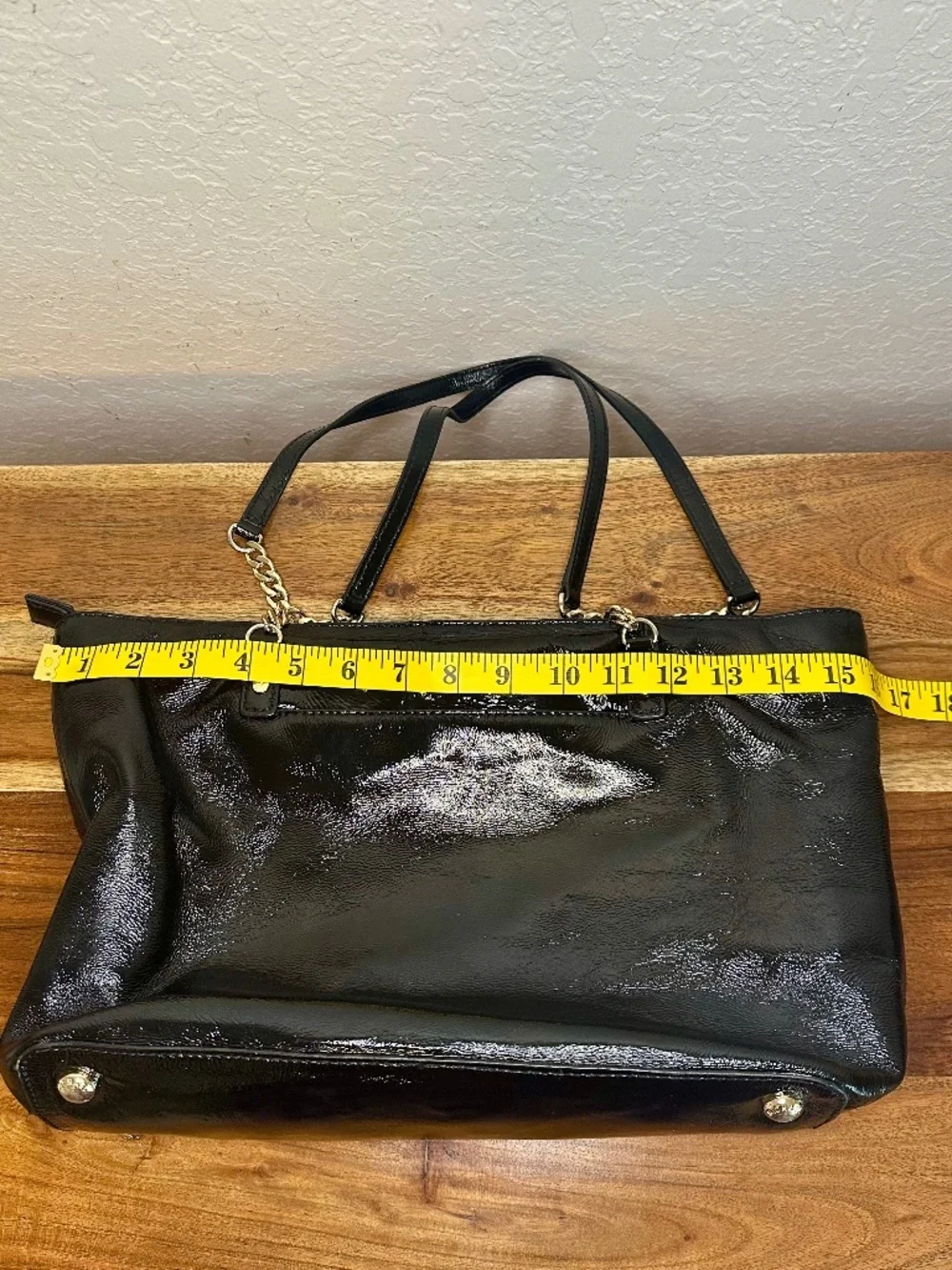 Michael Kors Black Patent Leather Jet Set Tote Bag